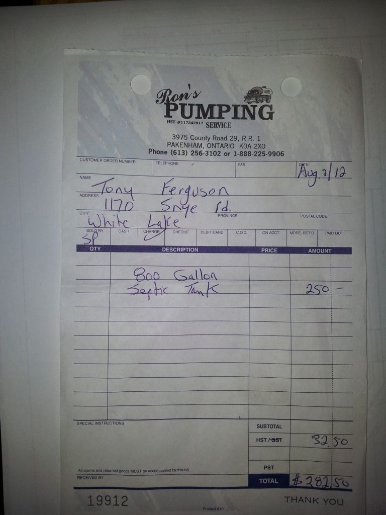 Ron's pumping Invoice # 19912