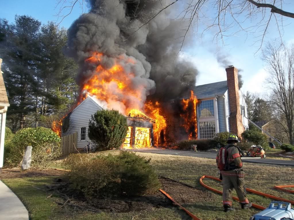 Potomac house fire on Monday, via Rockville Volunteer Fire Department