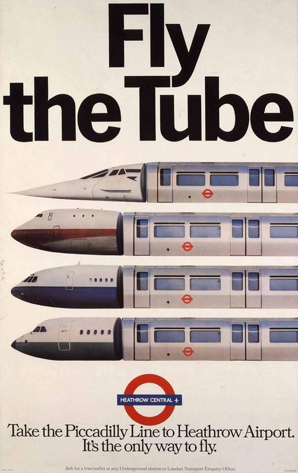 This week, we’re celebrating the 40th anniversary of the Piccadilly line extension to Heathrow. This new service was advertised with these ‘Fly the Tube’ posters, which mixed elements from planes (including the supersonic Concorde) and the 1973 stock trains used on the Piccadilly line. Additional Underground stations at Heathrow were opened in 1986 and 2008, and next year, the airport will become even more accessible when the Elizabeth line opens. Here’s to another 40 years of helping visitors reach central London quickly and easily! London Underground's photo