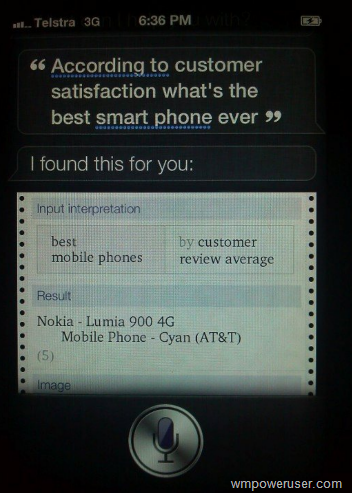 hỏi khó siri về chiếc điện thoại tốt nhất, câu trả lời vẫn là Lumia 900
